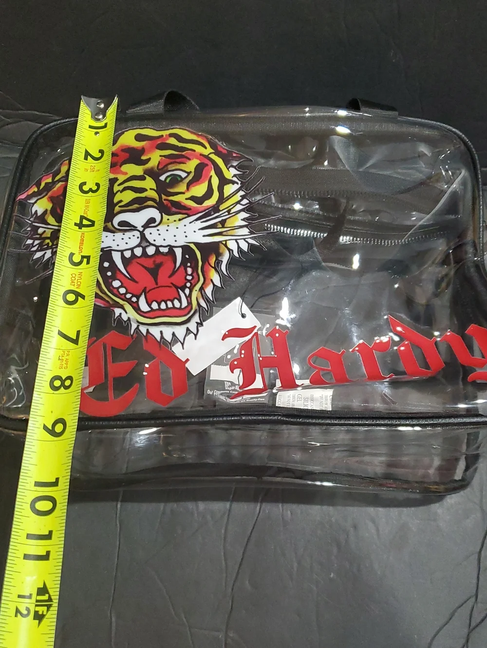 Ed Hardy 3piece clear vinyl makeup bag & 2 black cosmetics beauty pouch case